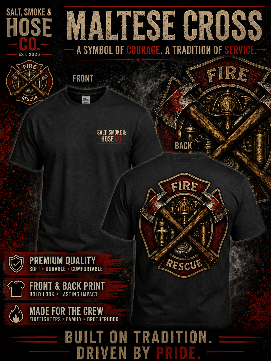 Maltese Cross Firefighter T-Shirt